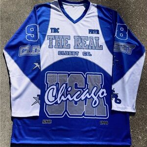 Blue and White Chicago Graphic Jersey